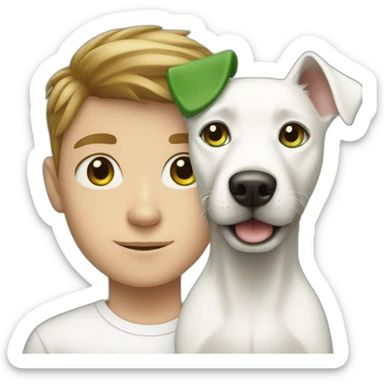 White green eyed boy and White dog sticker