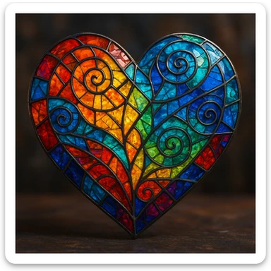 heart with stained glass mosaic, detailed sticker
