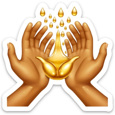 Golden liquid around the enjoying hands sticker