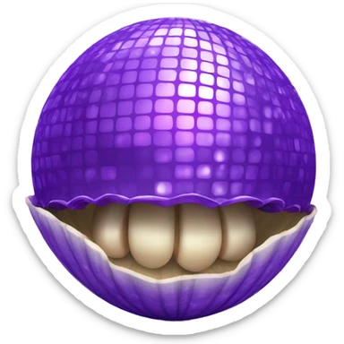 purple disco ball with clam shell sticker