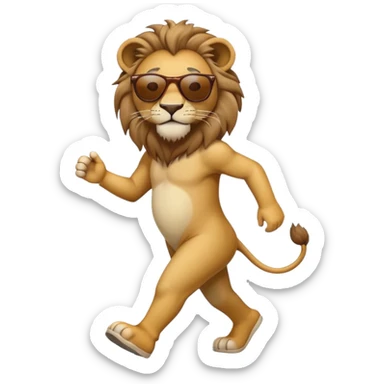 anthropomorphised lion in casual dress wearing sunglasses walking upright sticker