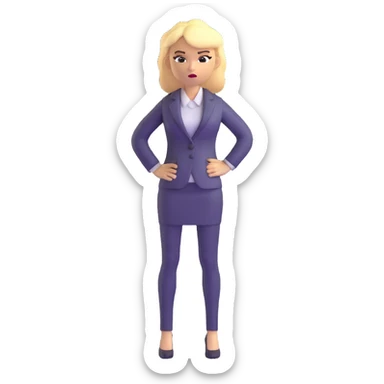 full body angry blonde profesora without glasses, blonde hair sticker