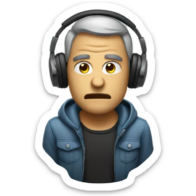 Man listening to music and angry  sticker