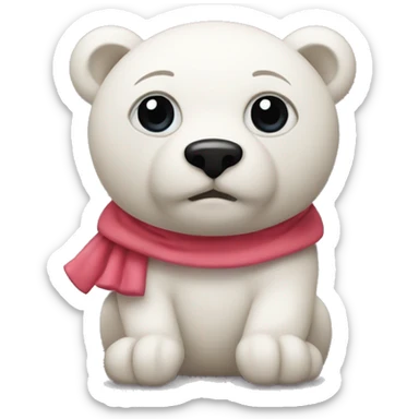 Osito blanco, sentado, con un listón rosita en el cuellos  sticker