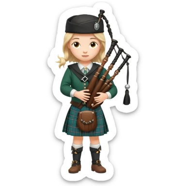 scotch girl playing bagpipe full body sticker