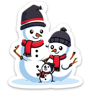 bright and playful kids building a snowman sticker