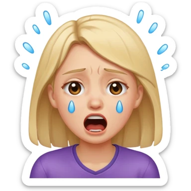 girl crying with shout sticker