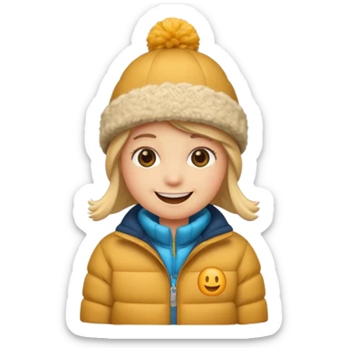 Smile emoji in winter hat and jacket  sticker