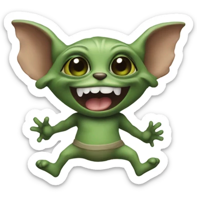 Cute gremlin doing a cartwheel sticker