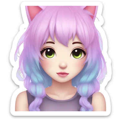 Gorgeous Cute Edgy Kawaii Pastel Gradient Beautiful Anime Emo CatLady sticker