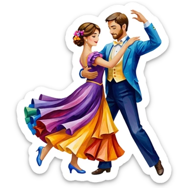 Painting of Dance Waltz by Afremov sticker