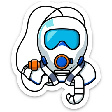 Close-up of blue mouth-only breathing apparatus with tube for VO2 max testing, with nose clip sticker