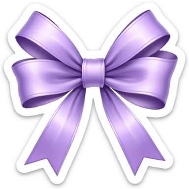 "A stylized lavender ribbon tied into a delicate bow, with exaggerated, fluid lines and a gentle shimmer."
 sticker