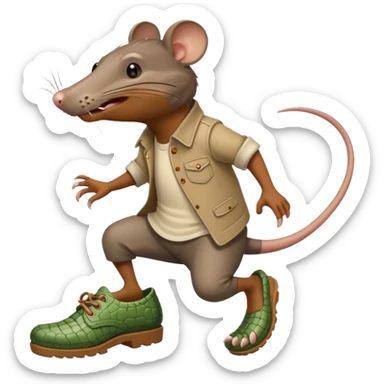 rat tripping on croc shoe sticker