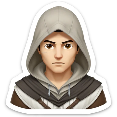 Assassin‘s Creed character. Hood covering the head and forehead.  sticker