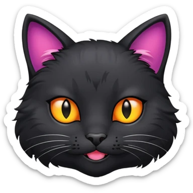 black cat face only, smirking, bold and expressive, clear face, vibrant colors, suitable for Twitch emote sticker