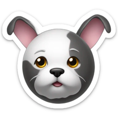 3d sphere with a cartoon dog lodestone Rabbit skin texture with courageous eyes sticker