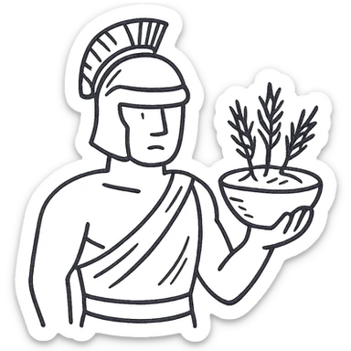 A gladiator holding a bowl of barley sticker