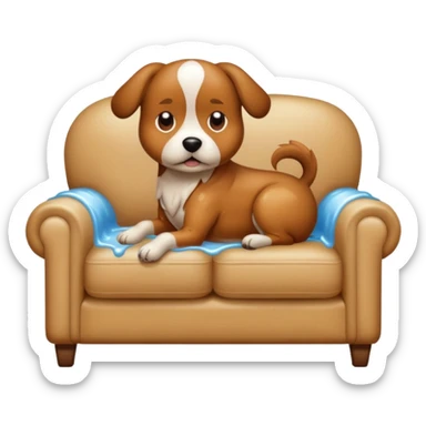 Dog peeing on couch  sticker