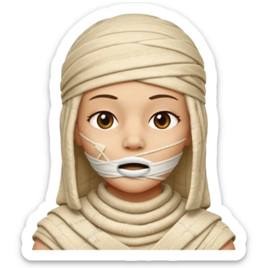 The mummy girl with her mouth closed sticker