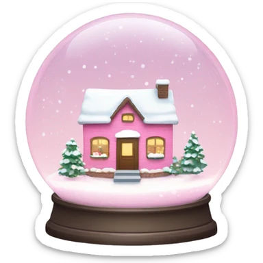 Little pink snow globe with a cozy cottage inside and snow falling sticker