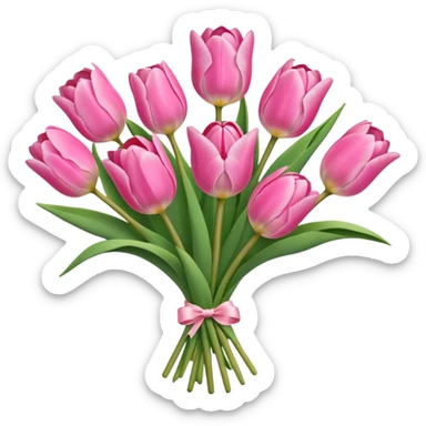 Pink tulip bouquet sticker
