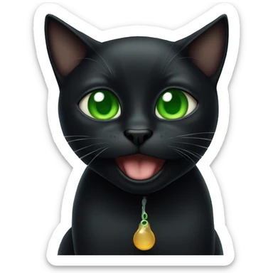 Black cat with green eyes farting sticker