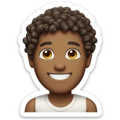 brown curly hair balinese male smiling has freckles sticker