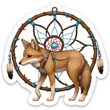 Coyote with dream catcher  sticker