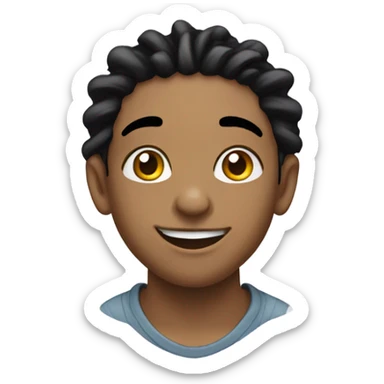 young guy with short black dread locks wearing earrings and big lips and smiling with dimples sticker