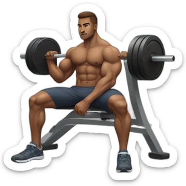 muscular guy benching at the gym sticker