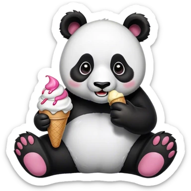 Panda eating ice cream sticker