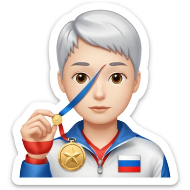 russia sport silver medal sticker