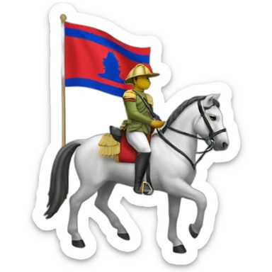 cambodgian flag with an horse soldier sticker