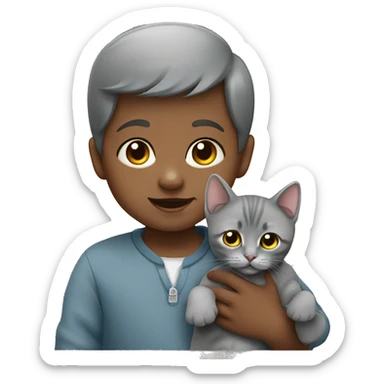 baby with grey british cat sticker