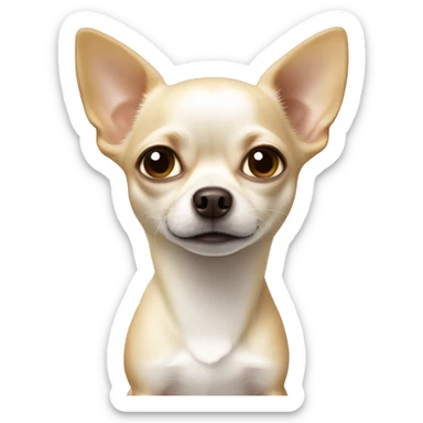 white and beige chihuahua with left eye missing  sticker