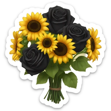 Bouquet of black roses and sunflowers sticker