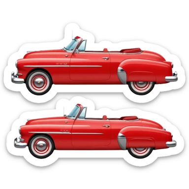 classic red converible 1950s sticker