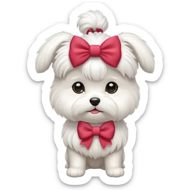 maltase dog in bow sticker