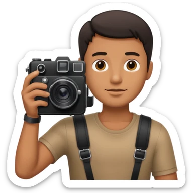 man hold film Camera on his shoulder sticker