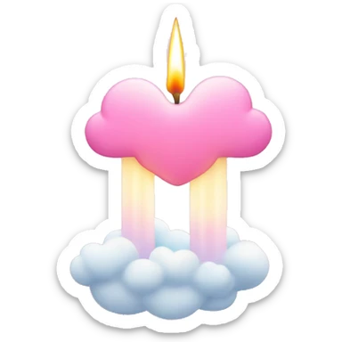 candle in a cloud with pink hearts sticker