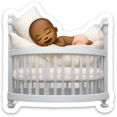 Baby sleeping in a giant crib sticker