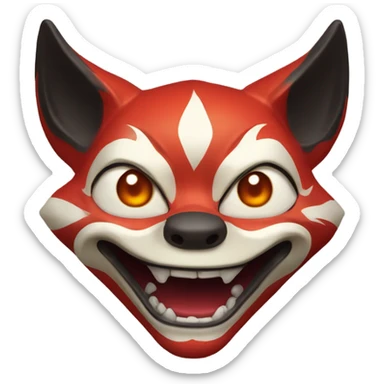 Red Kitsune mask wow face sticker