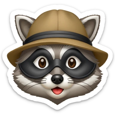 raccoon with mask and incognito hat sticker