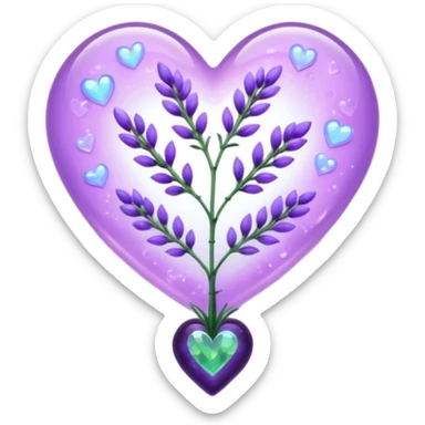 create a holographic lavender plant that wraps around a lavender colored heart sticker