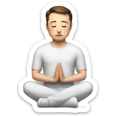 elon musk prays on the knees for big letter x sticker