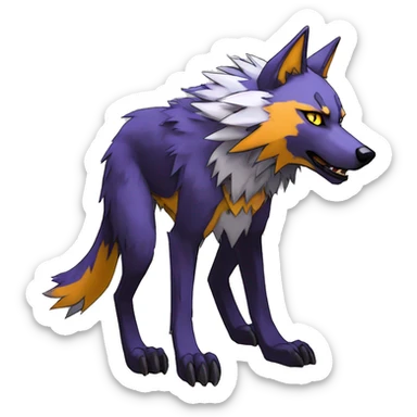 Edgy Colorful Digimon-Fakemon-Wolf with edgy markings full body sticker