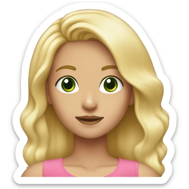 blonde girl with green eyes pink top  sticker