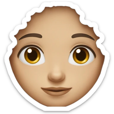 Dark Brown curly and long hair girl with  vary white face color and brown eyes sticker