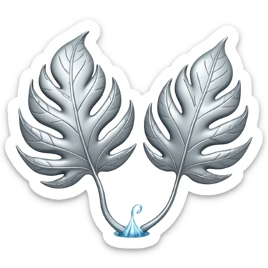 Falling 2 leaves made of silver  sticker